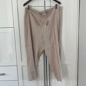 NWT J. Jill Linen Blend Stretch Crops - Elastic Back, Side Zip, Button Hem XLP